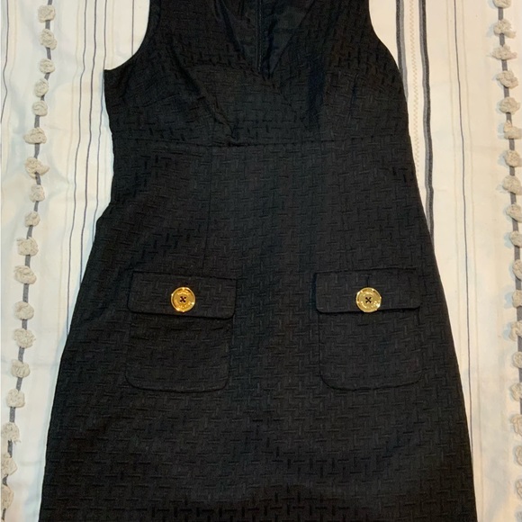 Michael Kors black dress with front packets and gold buttons size 8 - Picture 3 of 13